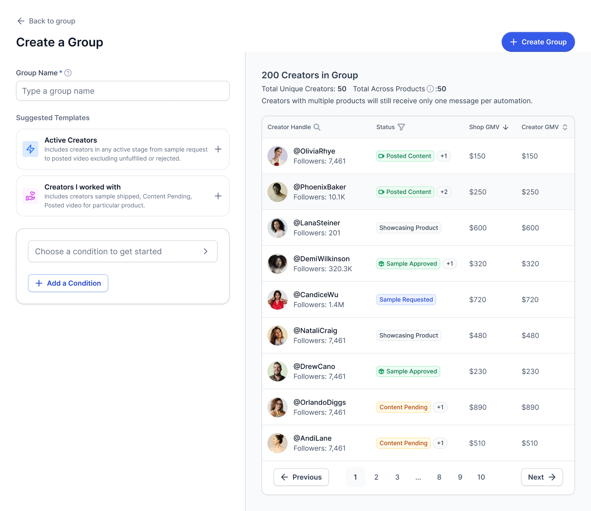 Build groups by funnel stage — Re-engage